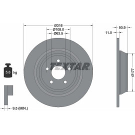 TEXTAR 92292503 Bremsscheibe für FORD KUGA, MONDEO 316x11mm, 05/05x108, voll, beschichtet TEXTAR 92292503 Bremsscheibe für FORD KUGA, MONDEO 316x11mm, 05/05x108, voll, beschichtet