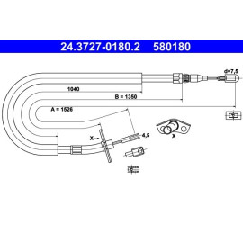 Seilzug, Feststellbremse 24.3727-0180.2 Seilzug, Feststellbremse 24.3727-0180.2