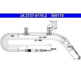 Seilzug, Feststellbremse 24.3727-0170.2 Seilzug, Feststellbremse 24.3727-0170.2