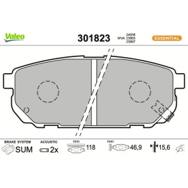 Valeo 301823 Bremsbelagsatz, Scheibenbremse ESSENTIAL Valeo 301823 Bremsbelagsatz, Scheibenbremse ESSENTIAL