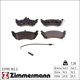 Zimmermann 23190.165.2 Bremsbelagsatz, Scheibenbremse