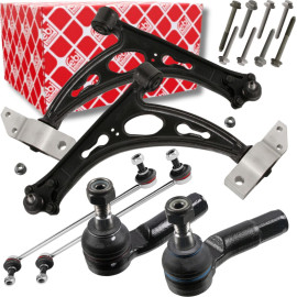 FEBI QUERLENKER-REP.-SATZ + Koppelstange VORNE für VW TOURAN CADDY SKODA OCTAVIA (40103+40104+24122+37593+37594)