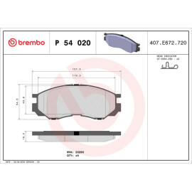 Bremsbelagsatz, Scheibenbremse P 54 020 Bremsbelagsatz, Scheibenbremse P 54 020