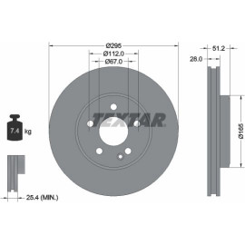 TEXTAR 92241603 Bremsscheibe PRO 295x28mm innenbelüftet TEXTAR 92241603 Bremsscheibe PRO 295x28mm innenbelüftet