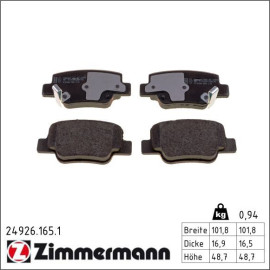 Bremsbelagsatz, Scheibenbremse 24926.165.1 Bremsbelagsatz, Scheibenbremse 24926.165.1