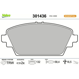 Valeo 301436 Bremsbelagsatz, Scheibenbremse ESSENTIAL