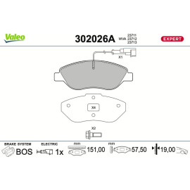 Valeo 302026A Bremsbelagsatz, Scheibenbremse EXPERT Valeo 302026A Bremsbelagsatz, Scheibenbremse EXPERT