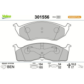 Valeo 301556 Bremsbelagsatz, Scheibenbremse ESSENTIAL Valeo 301556 Bremsbelagsatz, Scheibenbremse ESSENTIAL