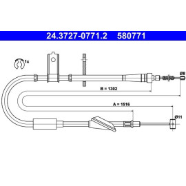 Seilzug, Feststellbremse 24.3727-0771.2 Seilzug, Feststellbremse 24.3727-0771.2