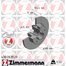 ZIMMERMANN 430.2639.20 Bremsscheibe Ø280mm mit Radlager ZIMMERMANN 430.2639.20 Bremsscheibe Ø280mm mit Radlager