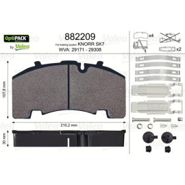 Valeo 882209 Bremsbelagsatz, Scheibenbremse OPTIPACK Valeo 882209 Bremsbelagsatz, Scheibenbremse OPTIPACK
