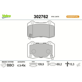 Valeo 302762 Bremsbelagsatz, Scheibenbremse ESSENTIAL