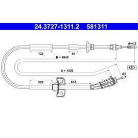 Seilzug, Feststellbremse 24.3727-1311.2 Seilzug, Feststellbremse 24.3727-1311.2