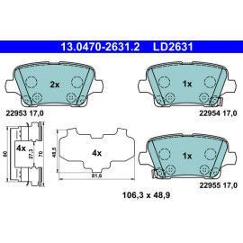 ATE 13.0470-2631.2 Bremsbelagsatz, Scheibenbremse Ceramic ATE 13.0470-2631.2 Bremsbelagsatz, Scheibenbremse Ceramic