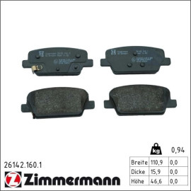 Bremsbelagsatz, Scheibenbremse 26142.160.1 Bremsbelagsatz, Scheibenbremse 26142.160.1