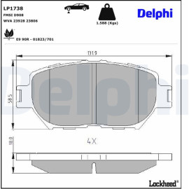 Delphi LP1738 Bremsbelagsatz, Scheibenbremse Delphi LP1738 Bremsbelagsatz, Scheibenbremse