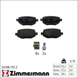 Bremsbelagsatz, Scheibenbremse 26198.175.2 Bremsbelagsatz, Scheibenbremse 26198.175.2