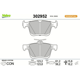 Valeo 302952 Bremsbelagsatz, Scheibenbremse ESSENTIAL Valeo 302952 Bremsbelagsatz, Scheibenbremse ESSENTIAL