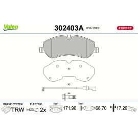 Valeo 302403A Bremsbelagsatz, Scheibenbremse EXPERT Valeo 302403A Bremsbelagsatz, Scheibenbremse EXPERT