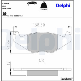 Delphi LP505 Bremsbelagsatz, Scheibenbremse Delphi LP505 Bremsbelagsatz, Scheibenbremse