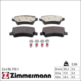 Bremsbelagsatz, Scheibenbremse 24496.170.1 Bremsbelagsatz, Scheibenbremse 24496.170.1