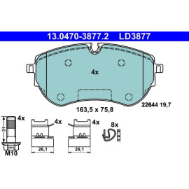 ATE 13.0470-3877.2 Bremsbelagsatz, Scheibenbremse Ceramic ATE 13.0470-3877.2 Bremsbelagsatz, Scheibenbremse Ceramic