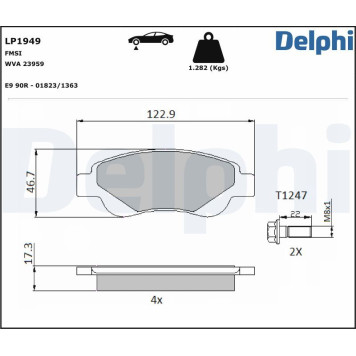 Delphi LP1949 Bremsbelagsatz, Scheibenbremse Delphi LP1949 Bremsbelagsatz, Scheibenbremse