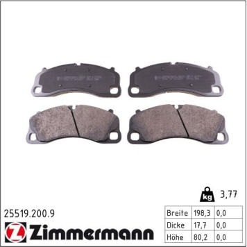 Zimmermann 25519.200.9 Bremsbelagsatz, Scheibenbremse pb:z Zimmermann 25519.200.9 Bremsbelagsatz, Scheibenbremse pb:z