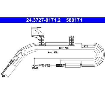 ATE 24.3727-0171.2 Seilzug, Feststellbremse ATE 24.3727-0171.2 Seilzug, Feststellbremse