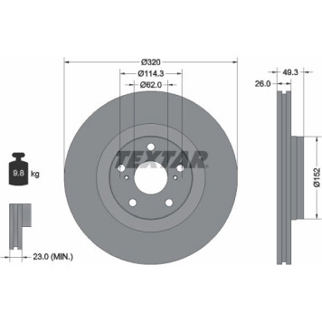 Textar 92195303 Bremsscheibe PRO Textar 92195303 Bremsscheibe PRO
