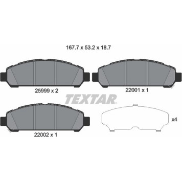 Textar 2599901 Bremsbelagsatz, Scheibenbremse