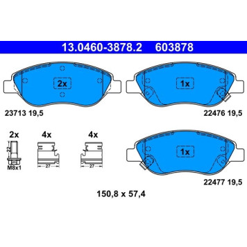 ATE 13.0460-3878.2 Bremsbelagsatz, Scheibenbremse ATE 13.0460-3878.2 Bremsbelagsatz, Scheibenbremse