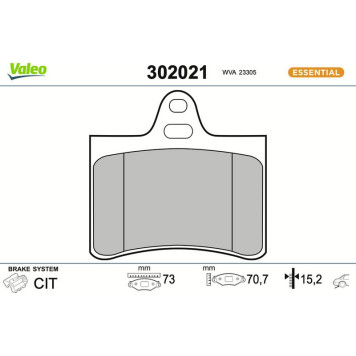 Valeo 302021 Bremsbelagsatz, Scheibenbremse ESSENTIAL