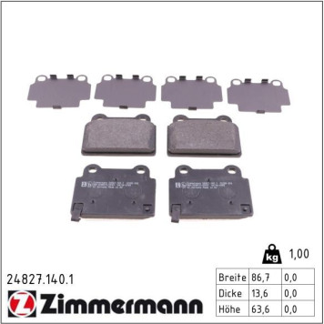 Zimmermann 24827.140.1 Bremsbelagsatz, Scheibenbremse Zimmermann 24827.140.1 Bremsbelagsatz, Scheibenbremse
