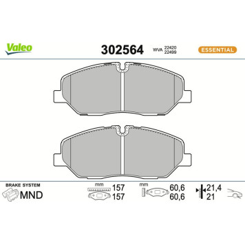 Valeo 302564 Bremsbelagsatz, Scheibenbremse ESSENTIAL Valeo 302564 Bremsbelagsatz, Scheibenbremse ESSENTIAL