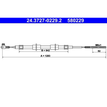 2x ATE 24.3727-0229.2 Seilzug, Feststellbremse 2 x 2x ATE 24.3727-0229.2 Seilzug, Feststellbremse 2 x