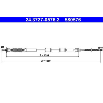ATE 24.3727-0576.2 Seilzug, Feststellbremse ATE 24.3727-0576.2 Seilzug, Feststellbremse
