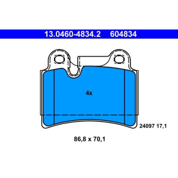 ATE 13.0460-4834.2 Bremsbelagsatz, Scheibenbremse ATE 13.0460-4834.2 Bremsbelagsatz, Scheibenbremse