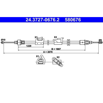 ATE 24.3727-0676.2 Seilzug, Feststellbremse