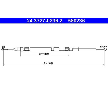 2x ATE 24.3727-0236.2 Seilzug, Feststellbremse 2 x 2x ATE 24.3727-0236.2 Seilzug, Feststellbremse 2 x