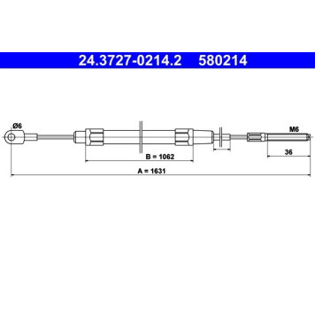 ATE 24.3727-0214.2 Seilzug, Feststellbremse ATE 24.3727-0214.2 Seilzug, Feststellbremse