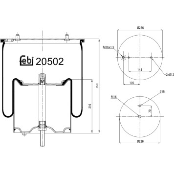 FEBI BILSTEIN 20502 Federbalg, Luftfederung FEBI BILSTEIN 20502 Federbalg, Luftfederung