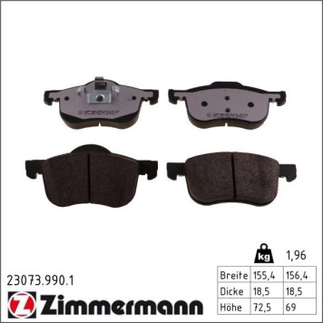 Zimmermann 23073.990.1 Bremsbelagsatz, Scheibenbremse rd:z