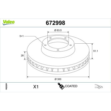 Valeo 672998 Bremsscheibe COATED Valeo 672998 Bremsscheibe COATED