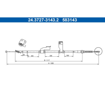 ATE 24.3727-3143.2 Seilzug, Feststellbremse ATE 24.3727-3143.2 Seilzug, Feststellbremse