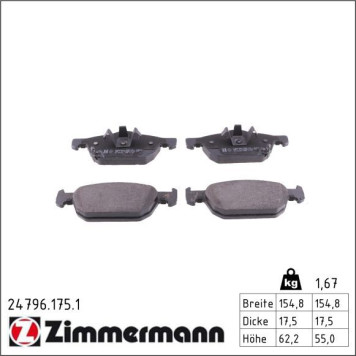 Zimmermann 24796.175.1 Bremsbelagsatz, Scheibenbremse Zimmermann 24796.175.1 Bremsbelagsatz, Scheibenbremse