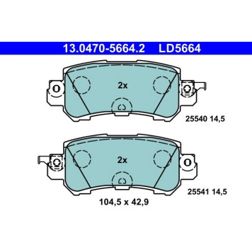 ATE 13.0470-5664.2 Bremsbelagsatz, Scheibenbremse Ceramic ATE 13.0470-5664.2 Bremsbelagsatz, Scheibenbremse Ceramic
