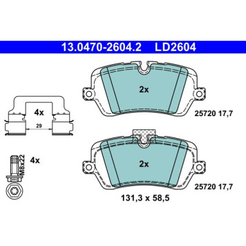 ATE 13.0470-2604.2 Bremsbelagsatz, Scheibenbremse Ceramic ATE 13.0470-2604.2 Bremsbelagsatz, Scheibenbremse Ceramic