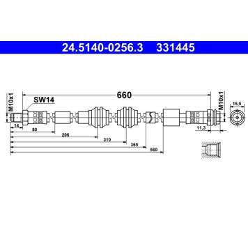 ATE 24.5140-0256.3 Bremsschlauch
