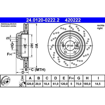 ATE 24.0120-0222.2 Bremsscheibe ATE 24.0120-0222.2 Bremsscheibe